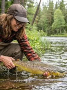 Release d'une truite de Norvège