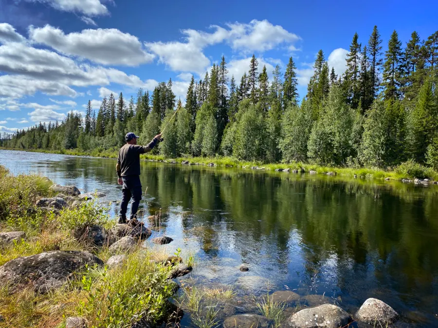 peche en Laponie en grande riviere, la Vojmån